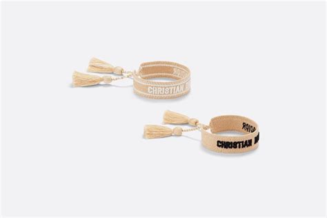 bracelet tissu dior j'adore|J'Adior Bracelet Set Beige and Natural Embroidery .